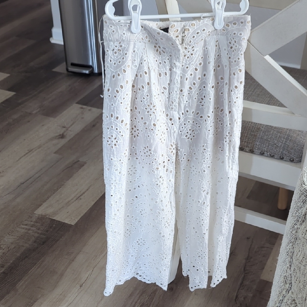 White Eyelet Lace Pants